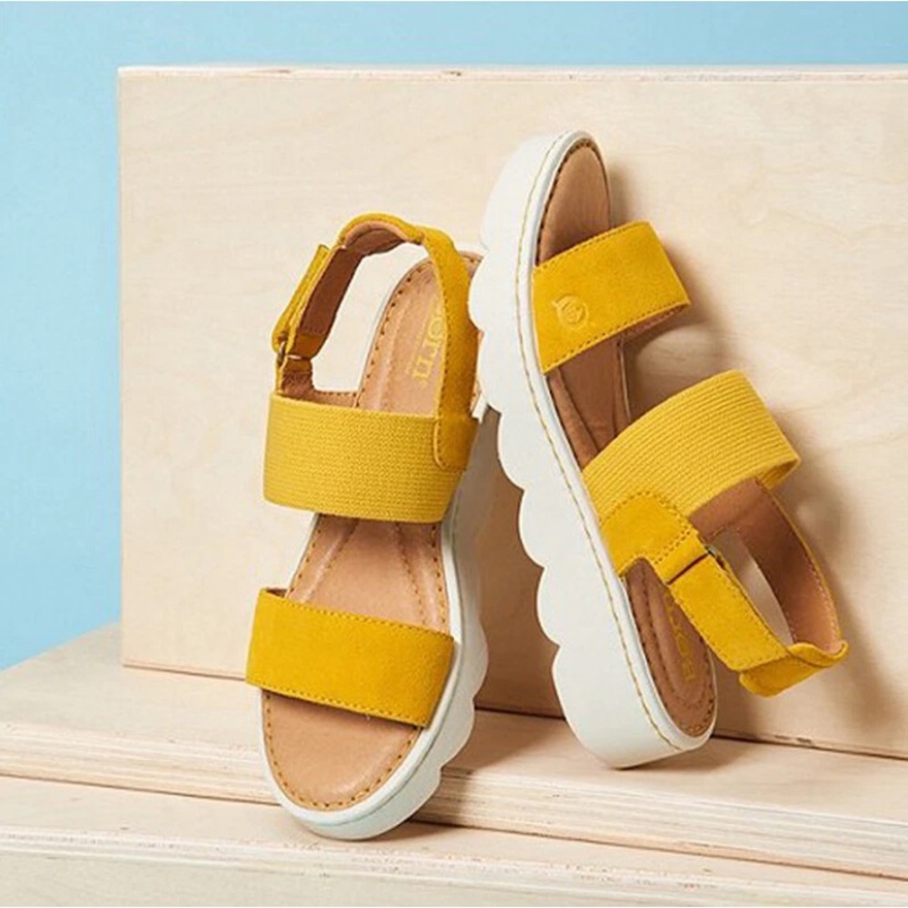 BORN Women's Patriotic Suede Slingback Sandal Yellow - Picture 8 of 12